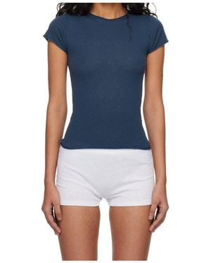 Skims Translucent Knitted T-Shirt - Blue
