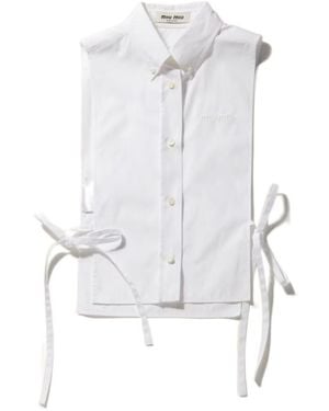Miu Miu Sleeveless Side-Tie Shirt Top - White