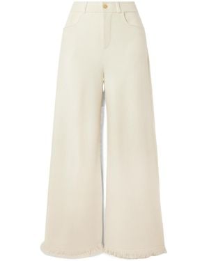 arch4 Storme Frayed Organic Wool And Cashmere-Blend Wide-Leg Pants - White