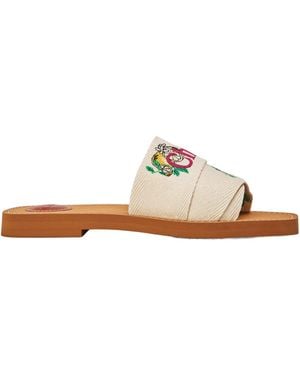 Chloé Canvas Flat Slippers - White