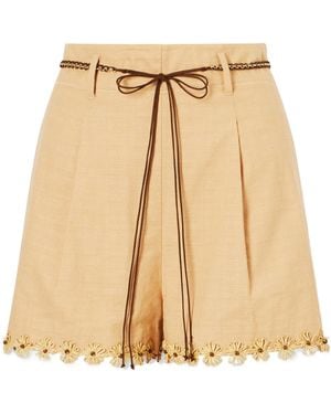 Zimmermann Mahon Flower Pleated Shorts - Natural