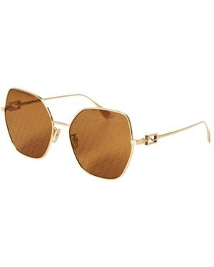 Fendi Thin-Frame Hexagonal Sunglasses - White