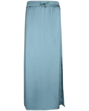 Herno Drawstring-Waist Side-Slit Satin Midi Skirt - Blue