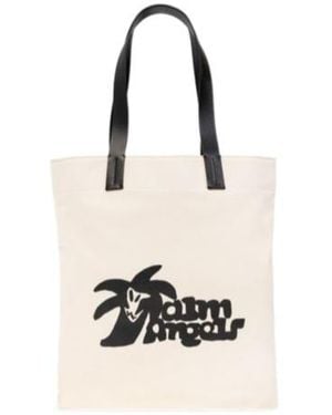 Palm Angels Logo Printed Tote Bag - White