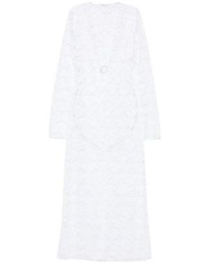 Oséree Oséree Plunge Lace Maxi Dress - White