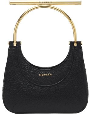 McQueen Cross-Bar Mini Tote Bag - Black