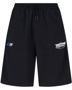 Off-White c/o Virgil Abloh Logo Embroidered Drawstring Shorts - Black