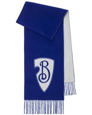 Burberry B Shield Wool-Cashmere Scarf - Blue