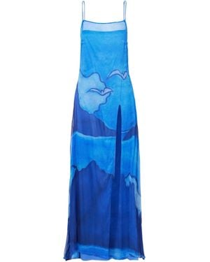 Donde Esteban Printed Cami Split Maxi Dress - Blue