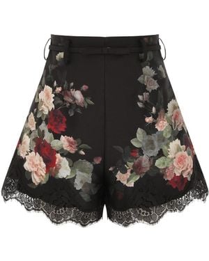 Zimmermann Hypnotic Floral-Print Shorts - Black