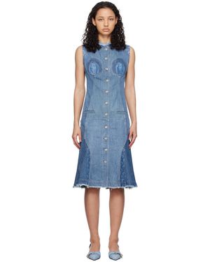 Marine Serre Logo Mid-Length Dress - Blue