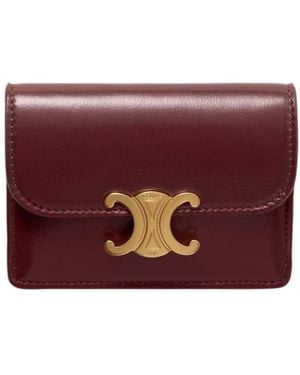 Celine Card Holder With Flap Triomphe - Purple