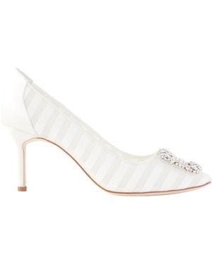Manolo Blahnik Crystal Embellished Heeled Pumps - White