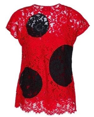 Dolce & Gabbana Lace Short-Sleeved Top - Red