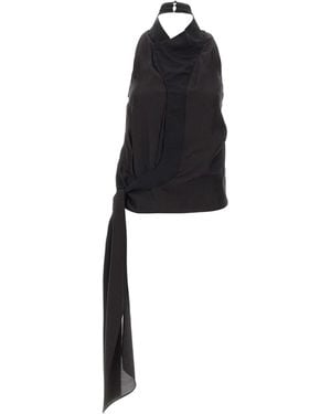 Entire studios Halterneck Tie-Front Top - Black