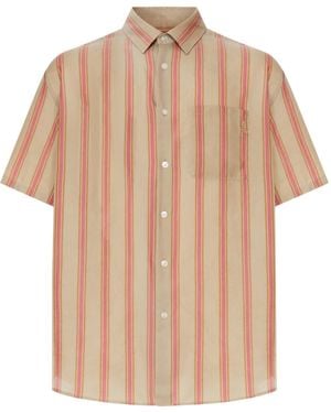 Saint Laurent Striped Short-Sleeve Shirt - Natural
