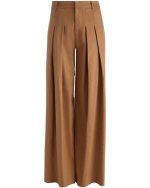 Alice + Olivia Blaire Pleated Linen Pant - Brown