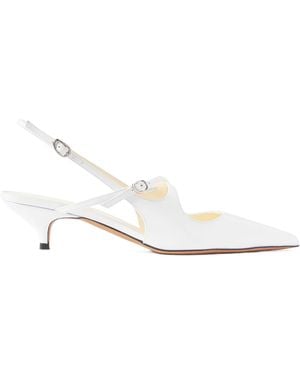 Proenza Schouler Slash Leather Slingback Pumps - White