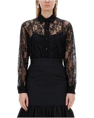 Moschino Lace Lapel Blouse - Black