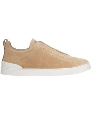 ZEGNA Slip-On Leather Trainers - Natural