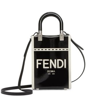 Fendi Patent Leather And Canvas Mini-Bag - Black