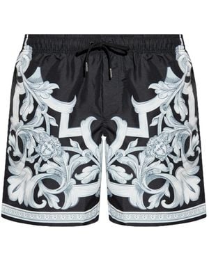 Versace Barocco-Print Swim Shorts - Black