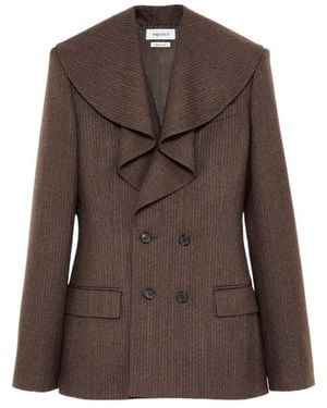 McQueen Waterfall Collar Double-Breasted Jacket - Brown