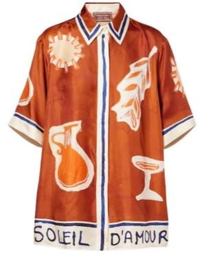 ALÉMAIS X Lrnce Soleil D'Amour Printed Silk Shirt - Orange