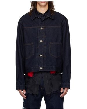 Edward Cuming Knife Pleat Denim Jacket - Blue