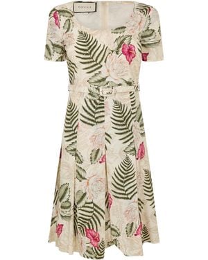 Gucci Floralprint Shortsleeve Dress - Natural