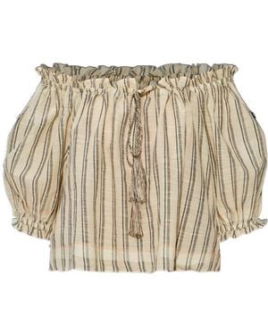 Ulla Johnson Paros Ruffled Striped Top - Natural