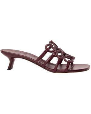 Loewe Anagram Cutout Heeled Sandals - Purple