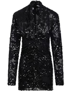 Victoria Beckham Long-Sleeved Mini Dress - Black