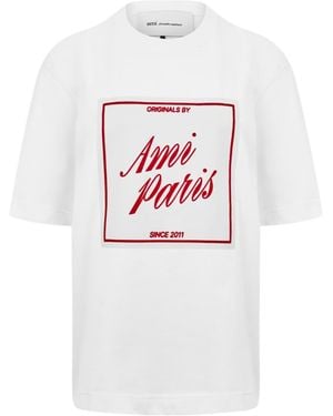 Ami Paris Logo Crew Neck T-Shirt - White