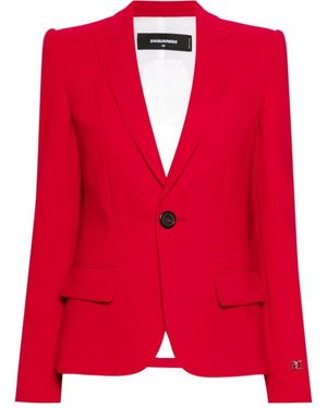 DSquared² Logo-Plaque Single-Breasted Blazer - Red
