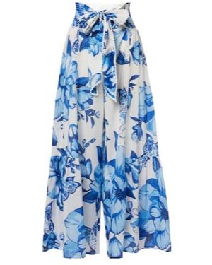 FARM Rio Printed Wide-Leg Trousers - Blue