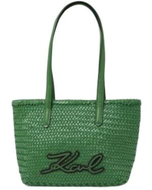 KARL LAGERFELD Logo Woven Tote Bag - Green