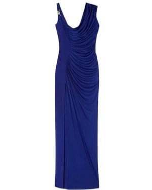 Versace Long Dress With Draping - Blue