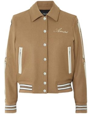 Amiri Bones Appliquéd Wool-Blend Twill Bomber Jacket - Natural