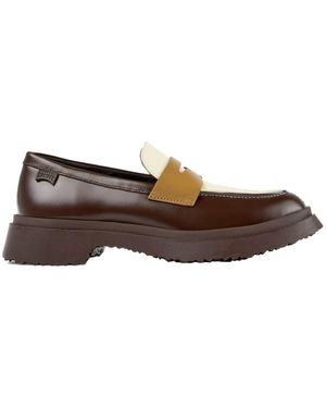 Camper Round Head Loafer Shoes - Brown