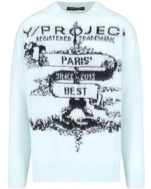 Y. Project Paris' Best Logo-Jacquard Sweater - White
