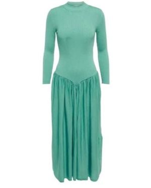 Stella McCartney Mockneck Wool Midi Dress - Green