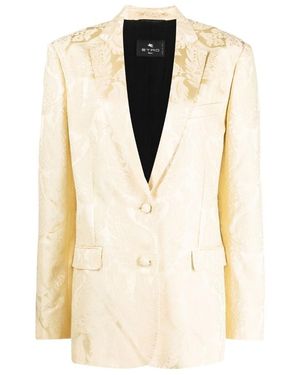 Etro Patterned-Jacquard Single-Breasted Blazer - Natural