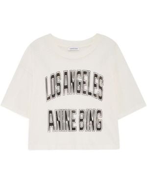 Anine Bing Johnny Cropped Logo T-Shirt - White