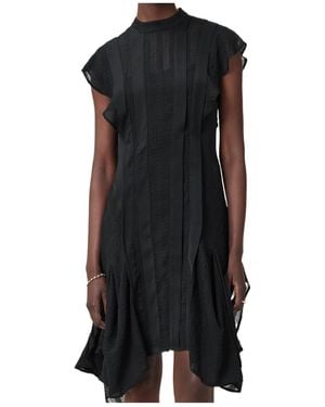 AllSaints Fleur Ruffled Paneled Dress - Black