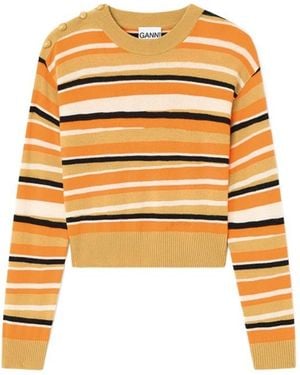 Ganni Striped Cashmere Jumper - Metallic