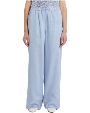 Marella Elastic Waist Casual Pants - Blue
