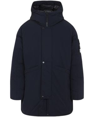 Stone Island Logo Patch Hooded Jacket - Blue