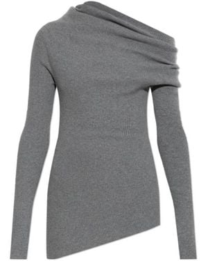 Lisa Yang Agie Ribbed Draped Knitted Top - Grey