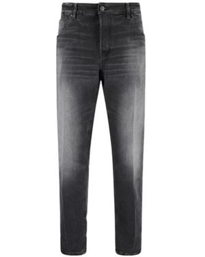 Pt Pantaloni Pt Torino Logo Patch Straight Leg Jeans - Grey